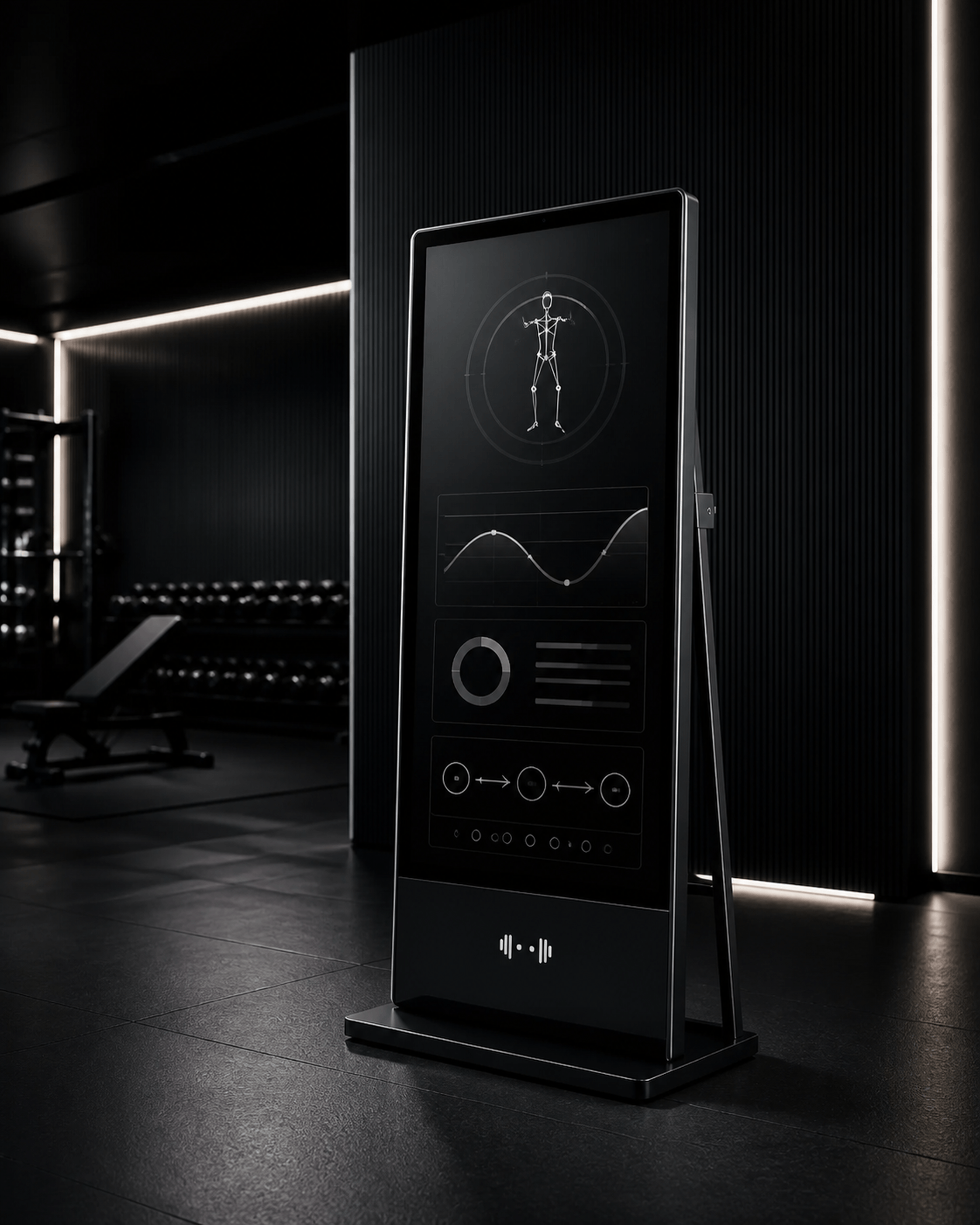 Product visualization of the AUTOFIT Portal in a modern gym environment